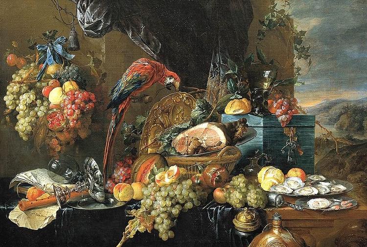 Jan Davidsz. de Heem A Richly Laid Table with Parrots Germany oil painting art